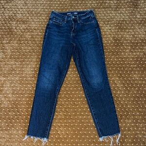 Old Navy Button Fly OG Straight Leg High Rise Raw Hem Jeans